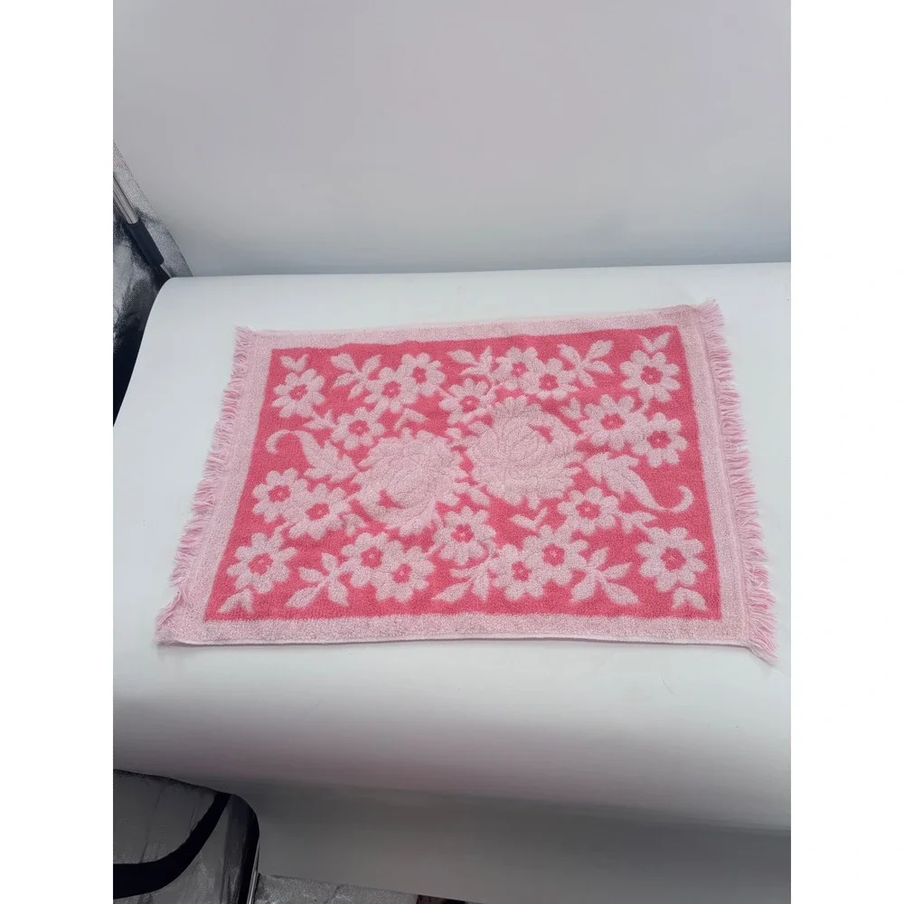 Fieldcrest Vintage Floral Towel Set Pink Floral Fringed Retro 3p